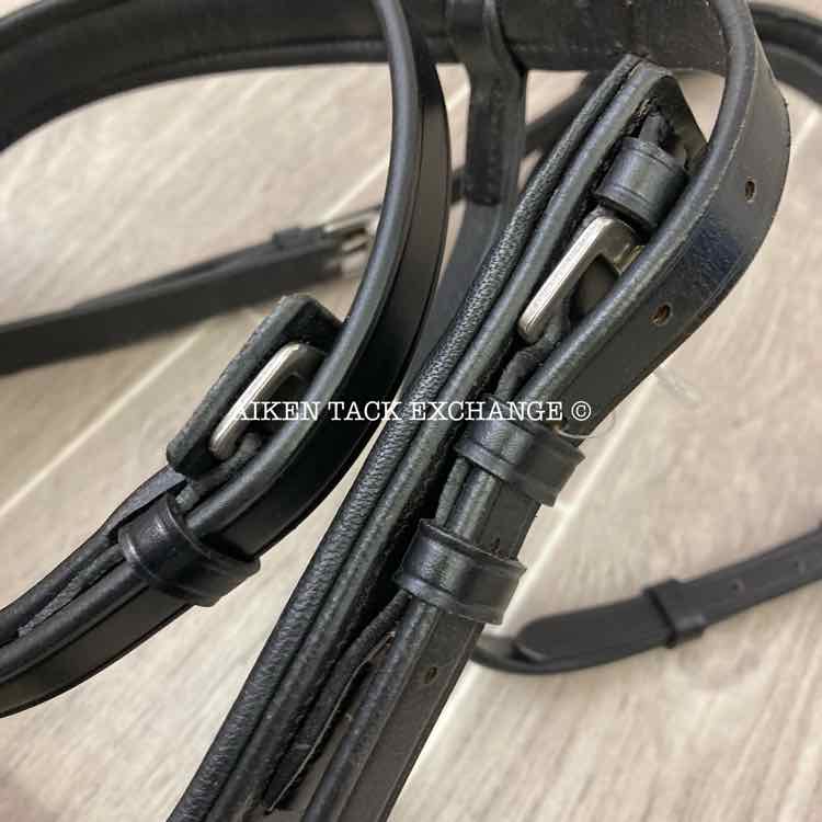 KL Select Red Barn Travers Bridle with Matching Reins, Black,Oversize, Brand New