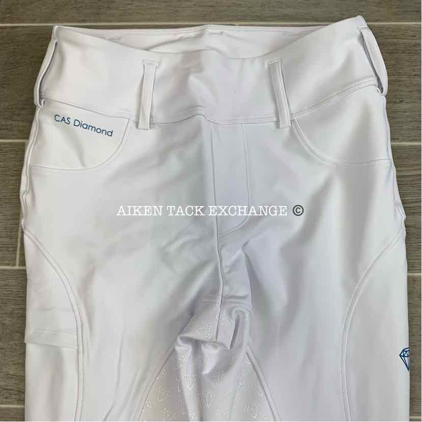 CAS Diamond Silicone Full Seat Riding Tight Breeches, White, Size X-Small