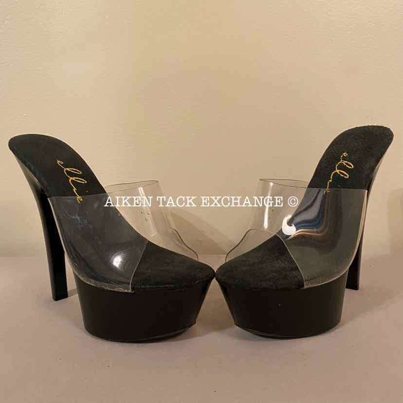 Women's 7, Ellie 601-Vanity Mule with 6" Heel, Clear/Black:Arielle's Wardrobe: Footwear:Ellie:The Aiken Tack Exchange