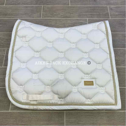 Equestrian Stockholm Dressage Saddle Pad, White (has blemishes & stains)