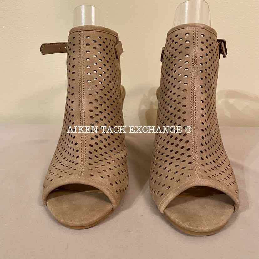 Women's 8, Coconuts by Matisse Peep Toe Sling Back Wedges, Tan:Arielle's Wardrobe: Footwear:Coconuts by Matisse:The Aiken Tack Exchange