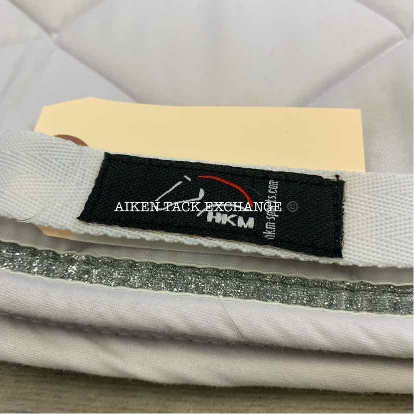 HKM Dressage Saddle Pad, White (has stains)