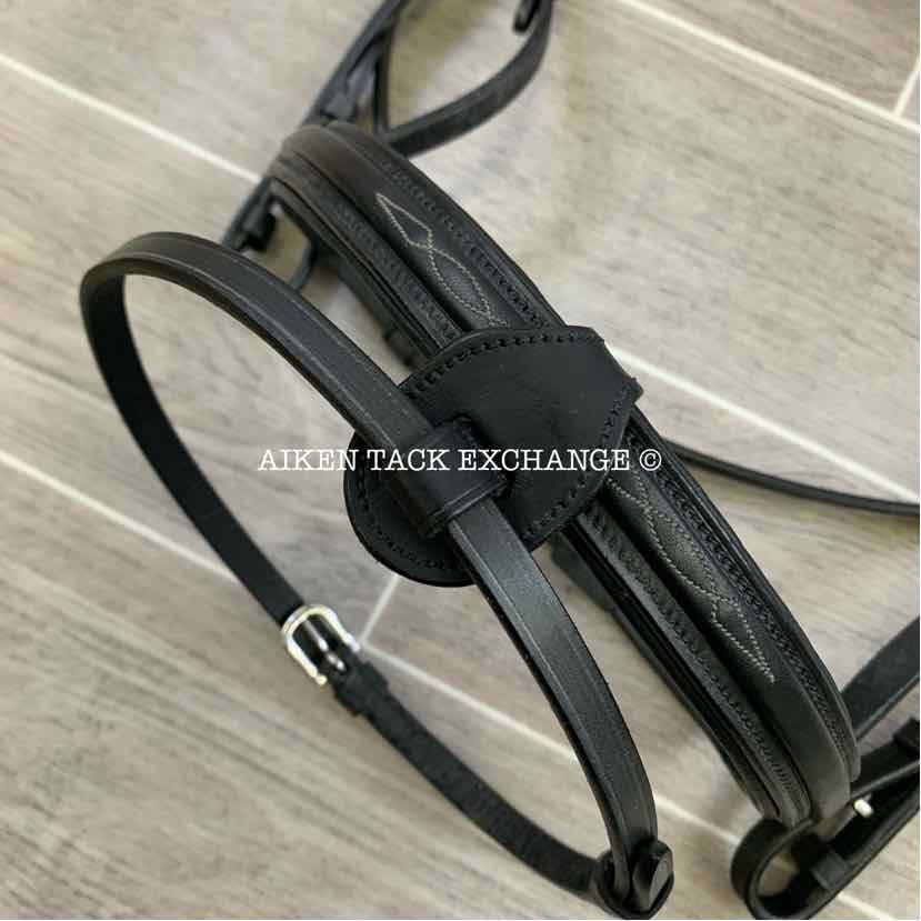 Voltaire Bridle with Rubber Reins, Black, Size Full, Brand New
