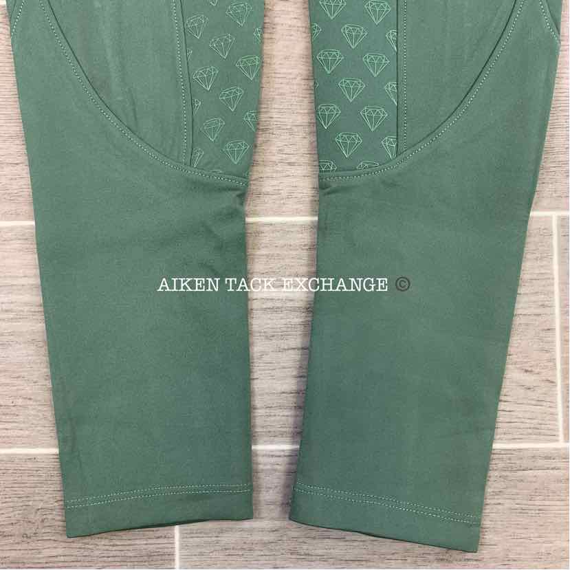 CAS Diamond Silicone Full Seat Compression Breeches, Green, Size Small