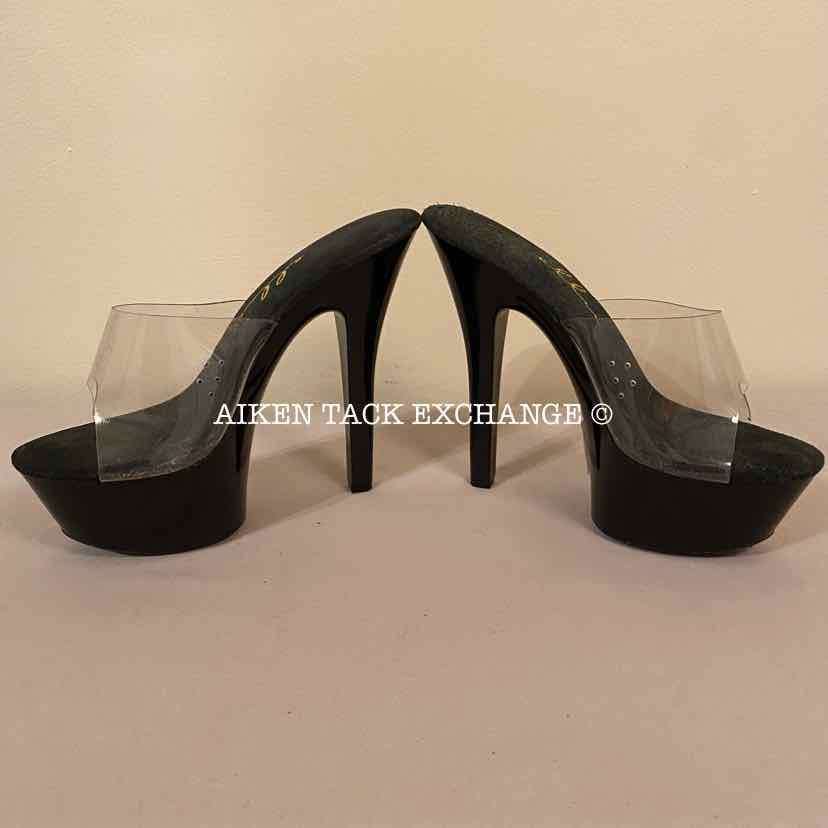 Women's 7, Ellie 601-Vanity Mule with 6" Heel, Clear/Black:Arielle's Wardrobe: Footwear:Ellie:The Aiken Tack Exchange