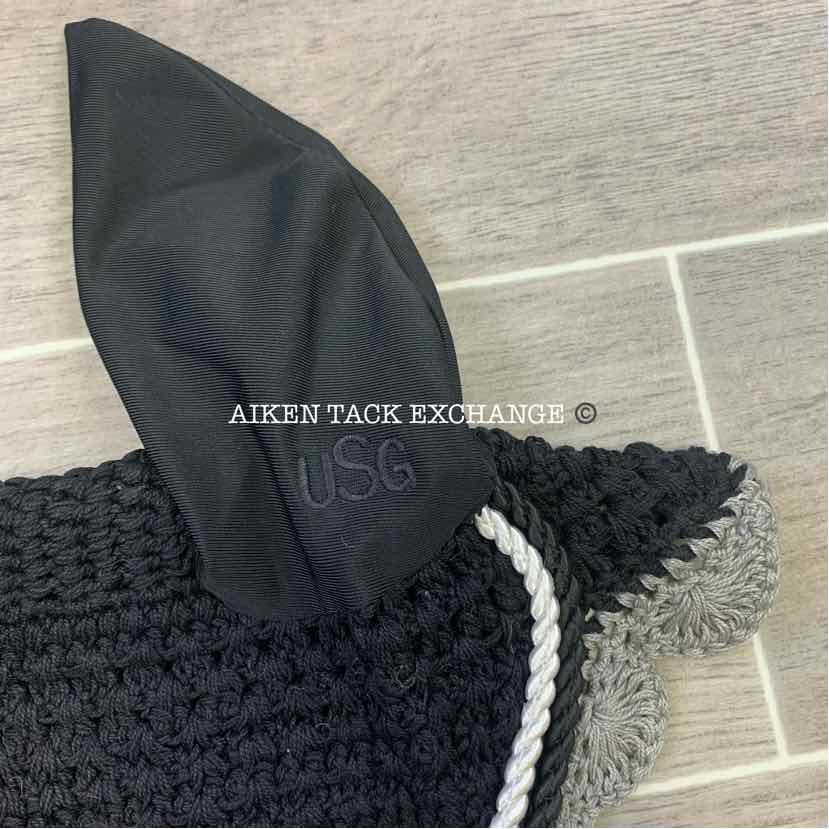USG by KL Select Fly Veil Ear Bonnet, Black/White/Mud, Size Full, Brand New