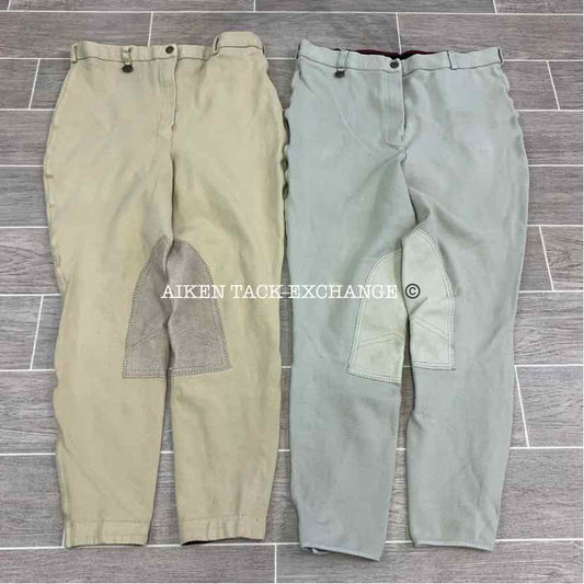 BARGAIN BUNDLE: 2 Pairs of On Course Cotton Naturals Knee Patch Breeches, 34 L