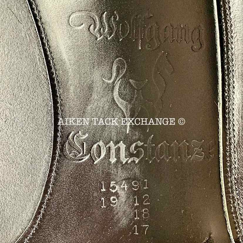 2012 Custom Saddlery Wolfgang Constanze Monoflap Dressage Saddle, 18" Seat, Adjustable Tree, Wool Flocked Pony Panels