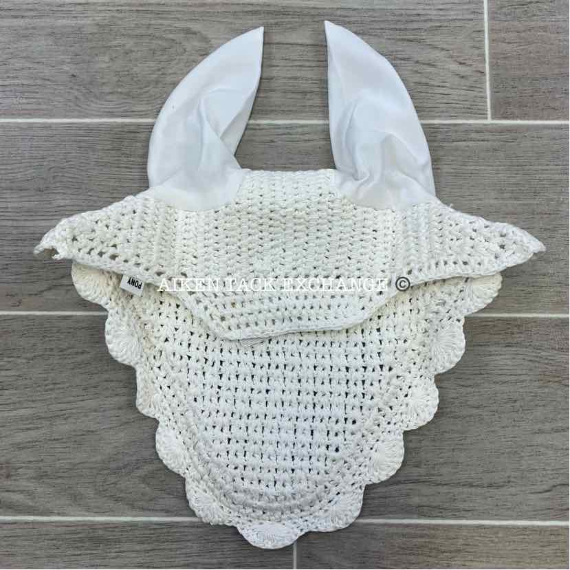 USG by KL Select Fly Veil Ear Bonnet, White, Size Pony/Cob, Brand New