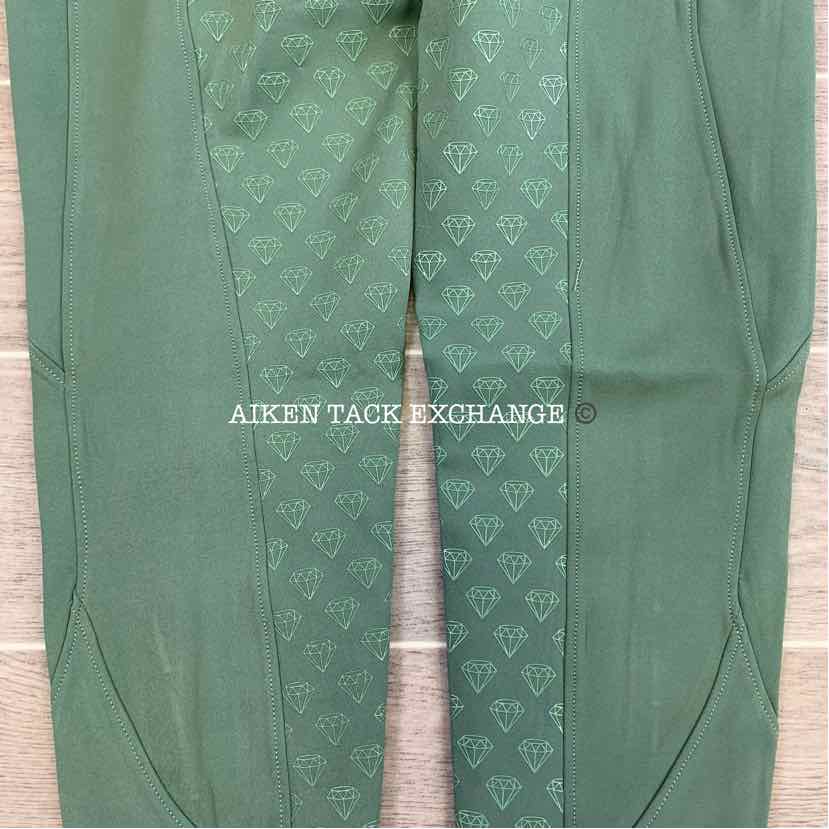 CAS Diamond Silicone Full Seat Compression Breeches, Green, Size Small