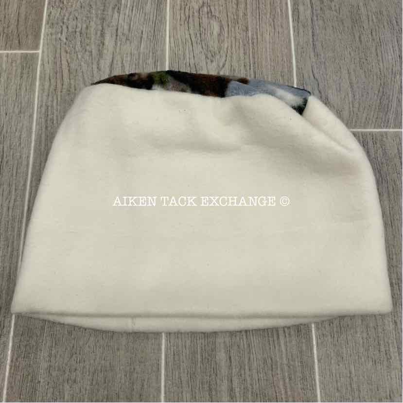 Handmade Fleece Winter Hat - White/Brown/Blue