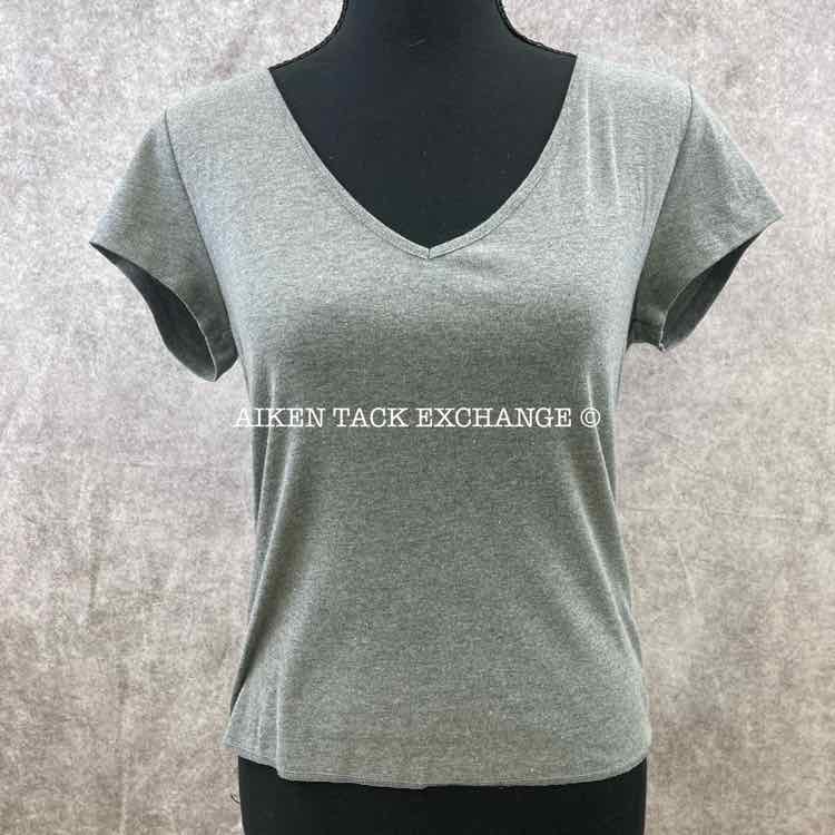 Women's L, Wild Fable Short Sleeve V-Neck Cropped Top T-Shirt, Heather Grey