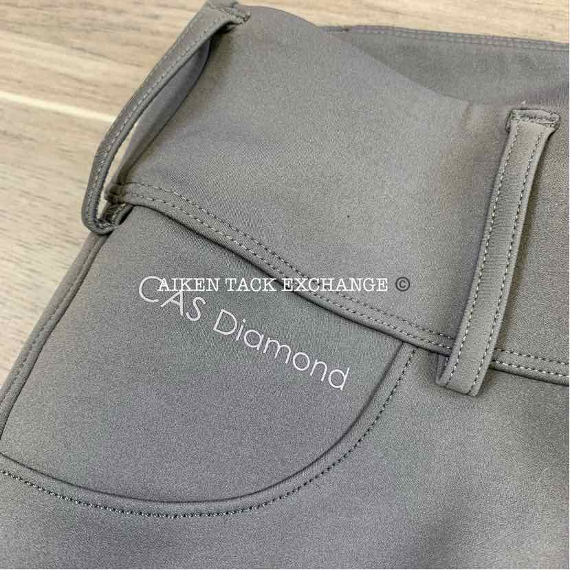 CAS Diamond Silicone Full Seat Compression Breeches, Grey, Size Large