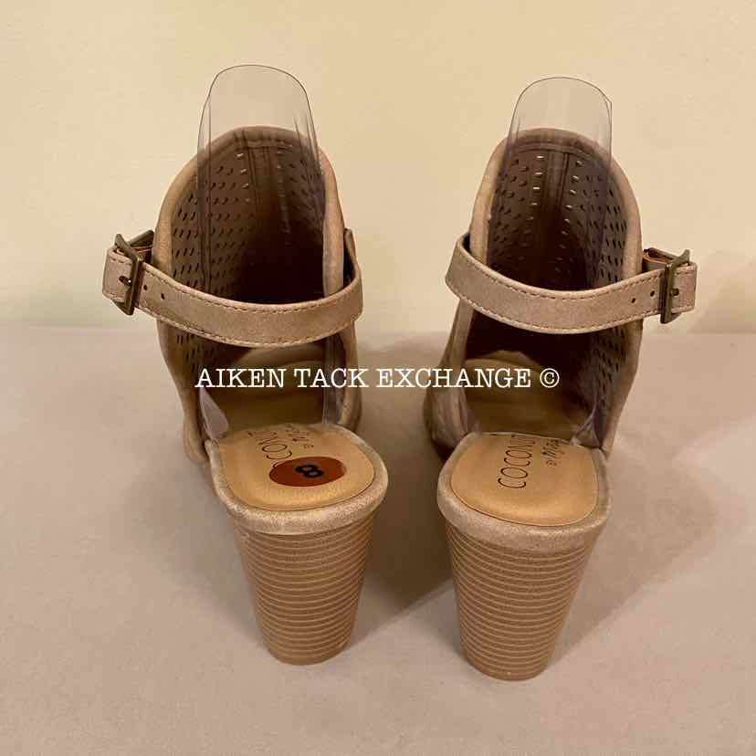 Women's 8, Coconuts by Matisse Peep Toe Sling Back Wedges, Tan:Arielle's Wardrobe: Footwear:Coconuts by Matisse:The Aiken Tack Exchange