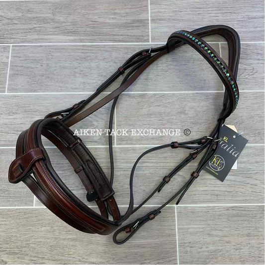 KL Select Italia Burghley Bling Bridle (No Reins), Brand New, Oversize