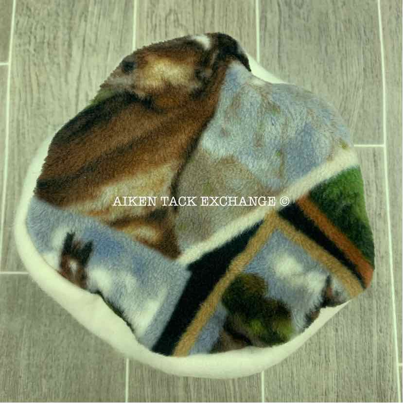 Handmade Fleece Winter Hat - White/Brown/Blue