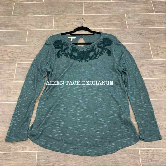 Maurices Long Sleeve Sweater w/ Lace, Plus Size 0 (Large)
