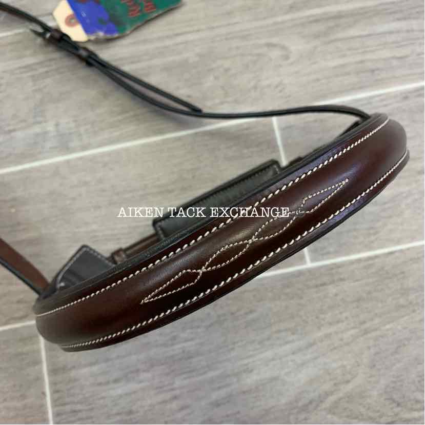 KL Select Red Barn Padded Raised Fancy Stitch Hunter Crank Noseband, Oversize