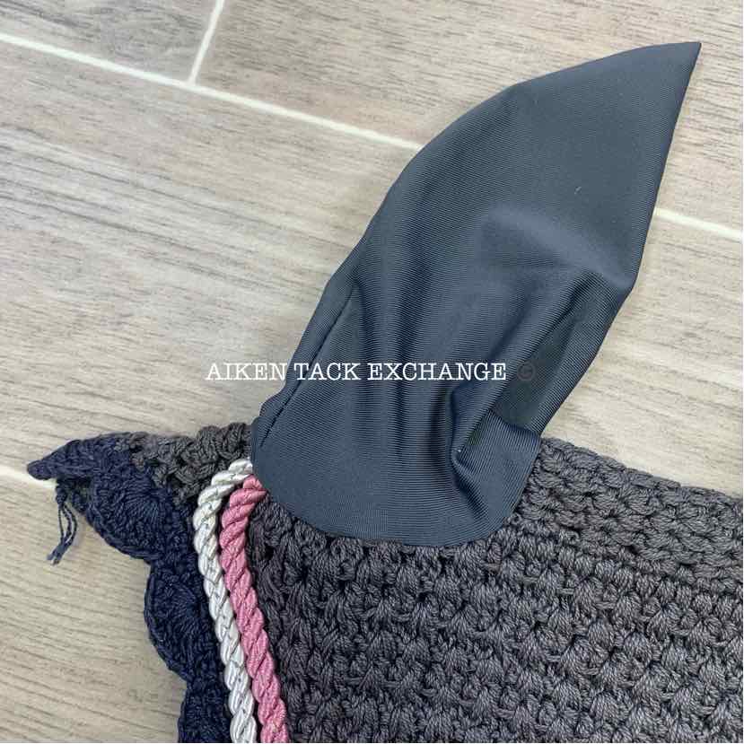 USG by KL Select Fly Veil Ear Bonnet, Anthracite/Rose, Size Full, Brand New
