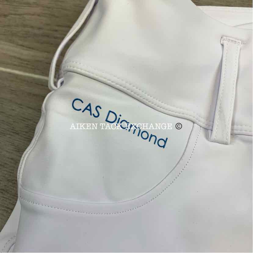 CAS Diamond Silicone Full Seat Riding Tight Breeches, White, Size Medium