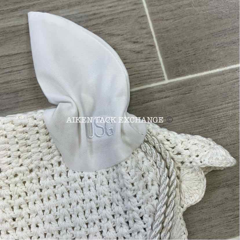 USG by KL Select Fly Veil Ear Bonnet, White, Size Pony/Cob, Brand New