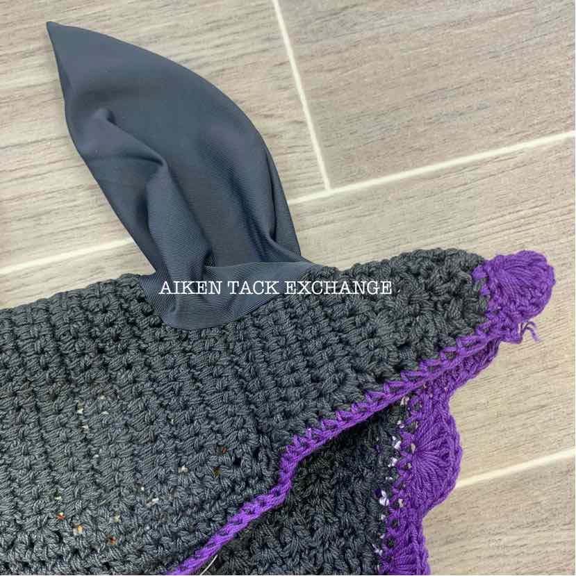 USG by KL Select Fly Veil Ear Bonnet, Dark Grey/Lilac, Size Full, Brand New