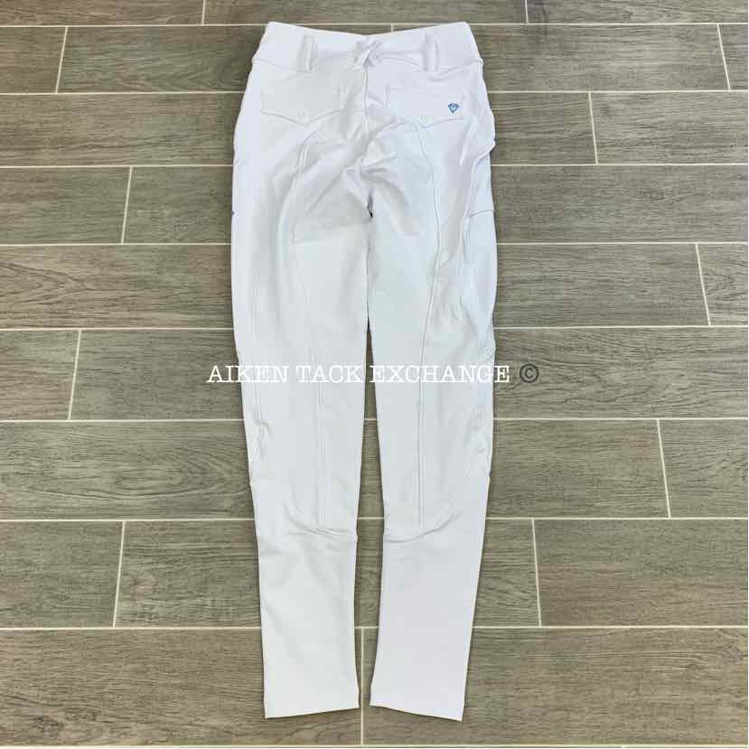 CAS Diamond Silicone Full Seat Riding Tight Breeches, White, Size Large
