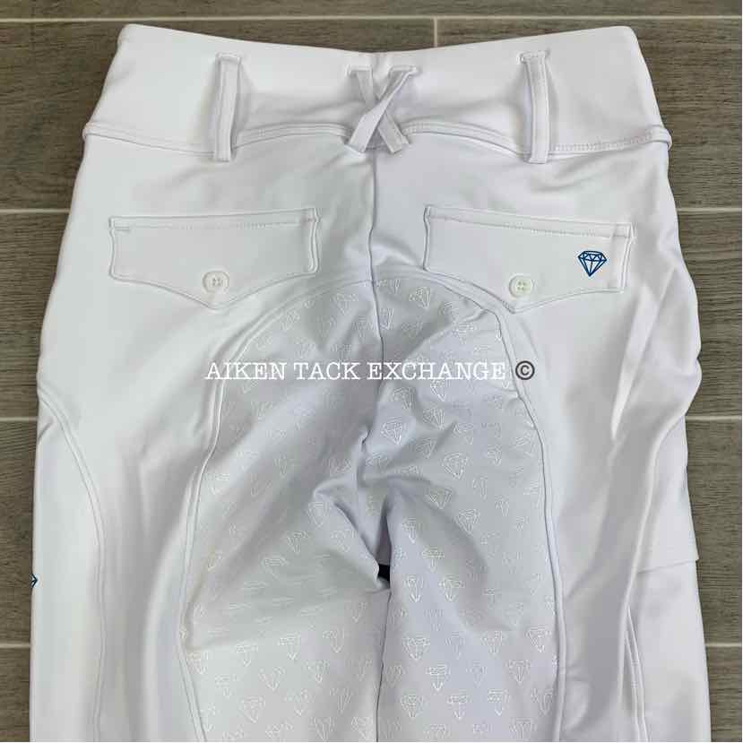 CAS Diamond Silicone Full Seat Riding Tight Breeches, White, Size X-Small