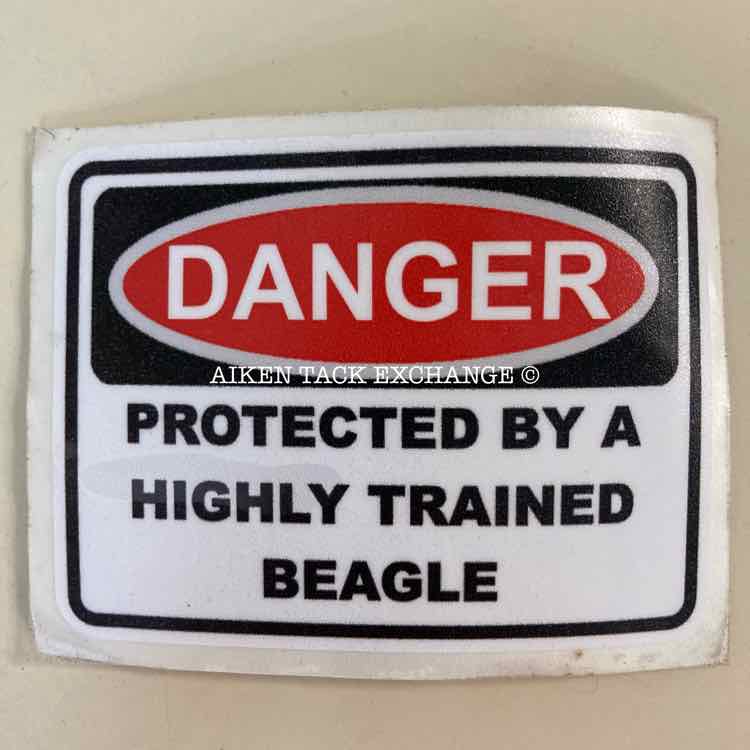 3"x4",Protected by Beagle Sticker, Red/White/Black