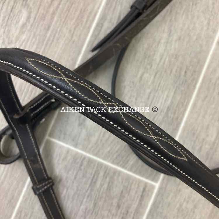 Oversize, Bridleway Fancy Stitched Raised Hunter Bridle (No Reins) Brown