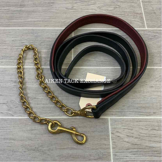 Tory Leather Padded Leather Lead w/ Brass Chain