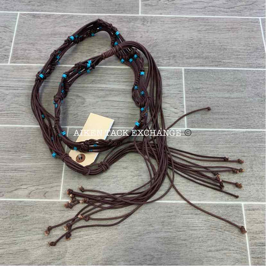 Macrame Belt with Teal Beads, 32"