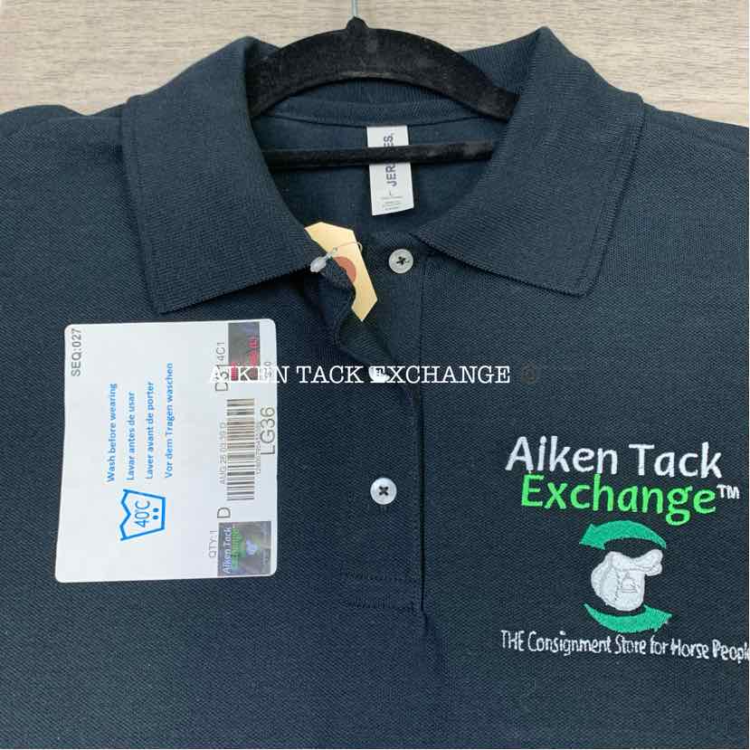 Aiken Tack Exchange Short Sleeve Polo Shirt, Black w/ Logo, Brand New