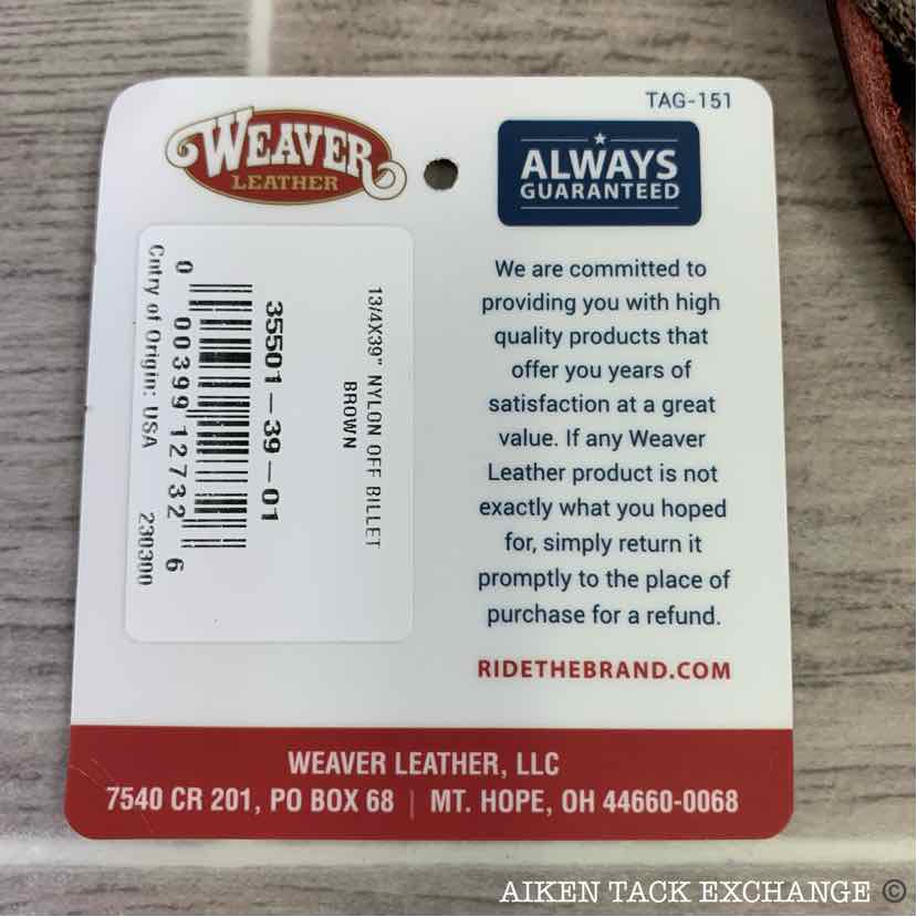 Weaver Single Ply Nylon Off Billet, Brown, 1 3/4" x 39"