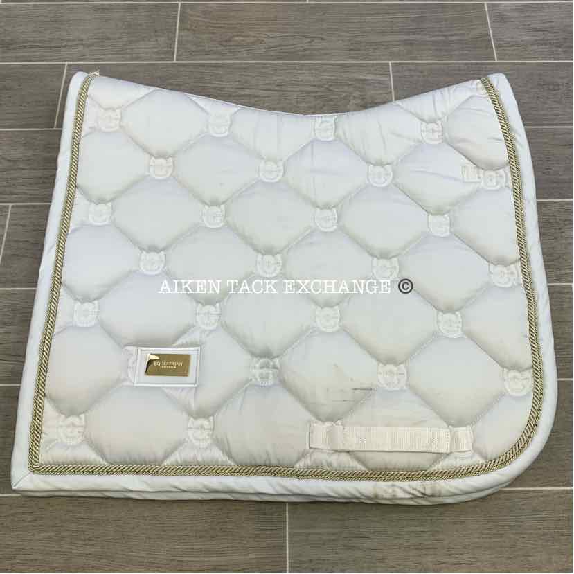 Equestrian Stockholm Dressage Saddle Pad, White (has blemishes & stains)